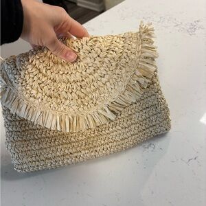 Elegant Cream Woven Clutch